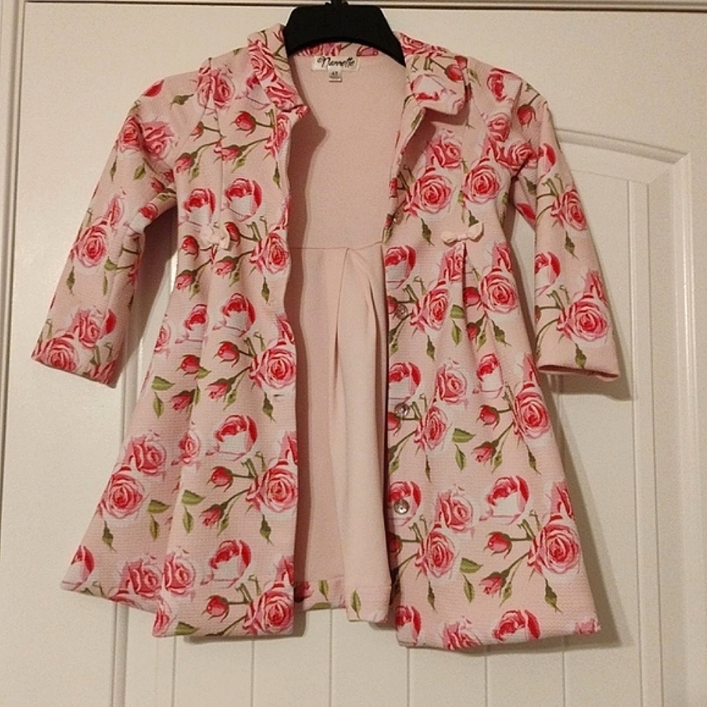 Nannette one piece floral coat dress Pink Floral Sz-4T